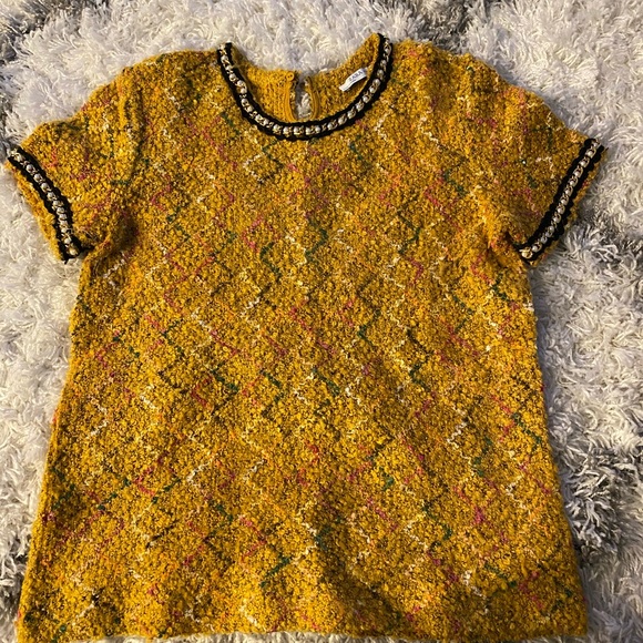 Zara tweed top chain detail sz S - Picture 2 of 3